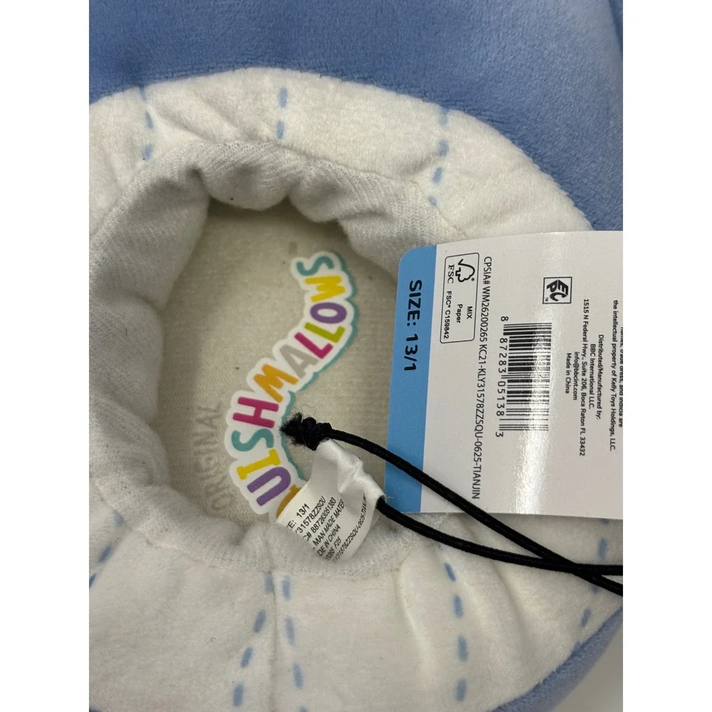 Squishmallows Gordon the Shark Blue Plush Slippers Kids Size 13/1 New With Tags